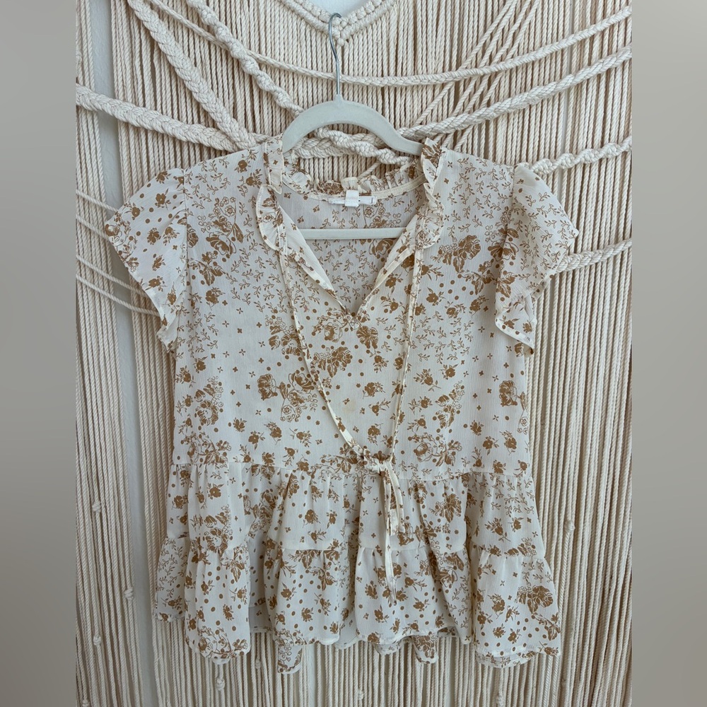 Golden Fall Floral Peplum Babydoll Top